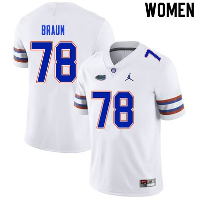 Women's Florida Gators #78 Josh Braun NCAA Nike White Authentic Stitched College Football Jersey KPQ4262OP